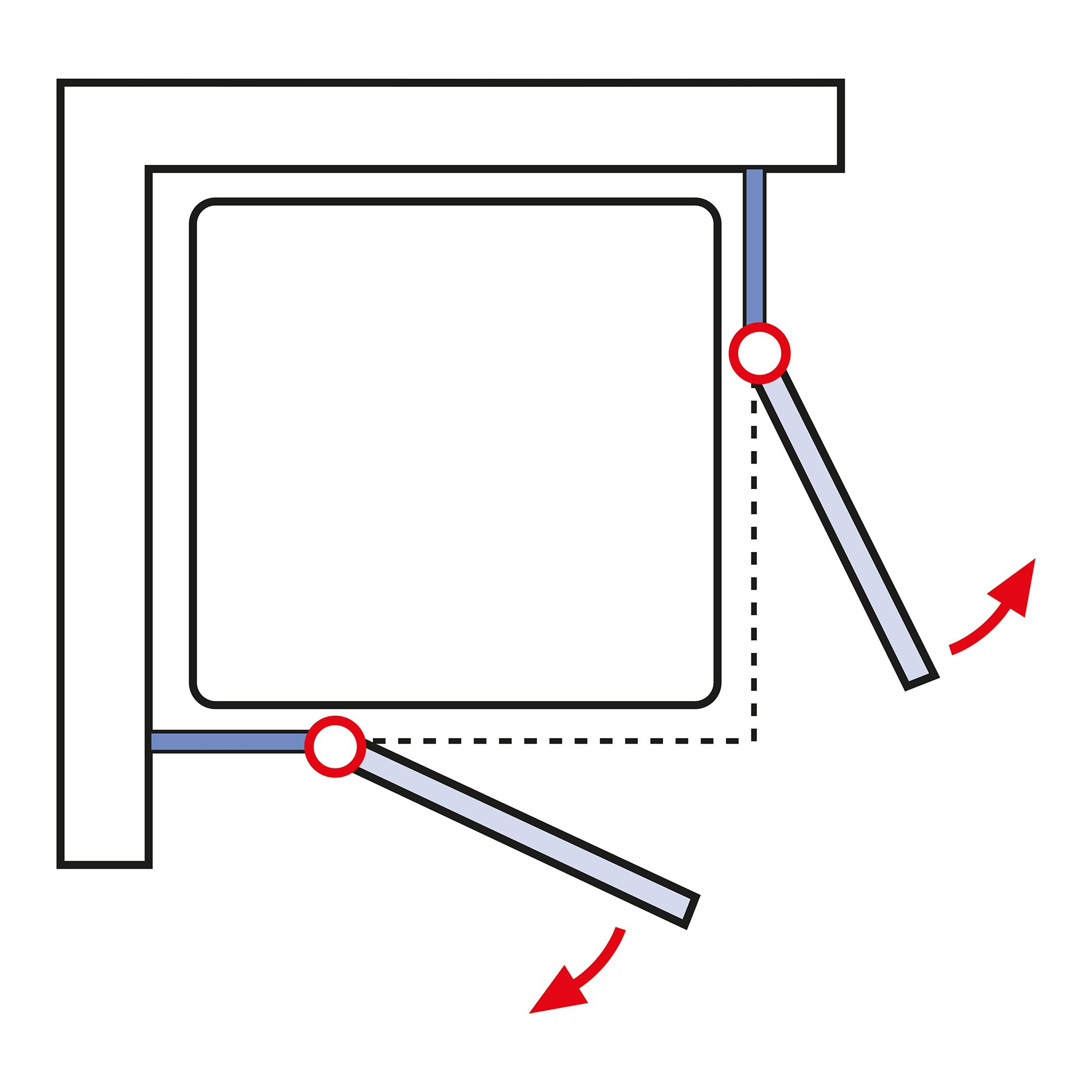 Eckdusche mit Drehtüren auf Fliesen 'MasterClass' Chromoptik 80 x 200 x 80 cm + product picture