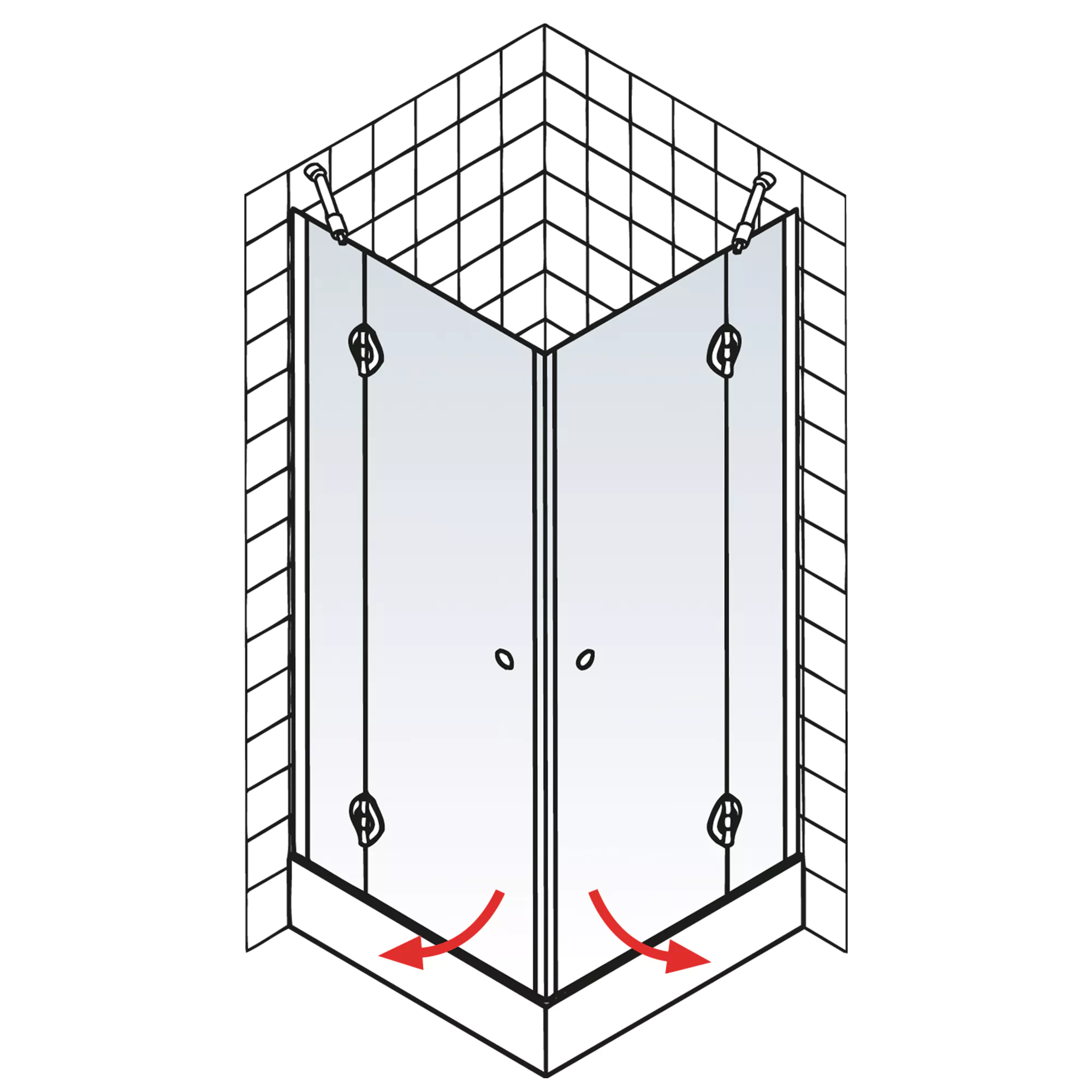 Eckdusche mit Drehtüren auf Fliesen 'MasterClass' Chromoptik 80 x 200 x 80 cm + product picture