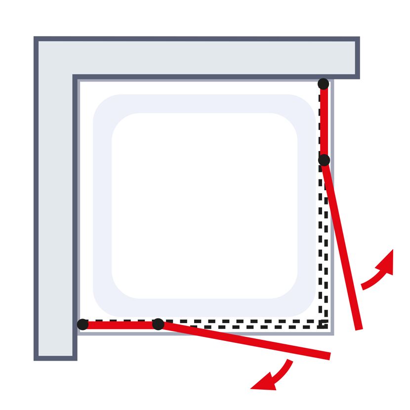 Duschkabine Eckeinstieg 90 x 90 cm, geöffnet