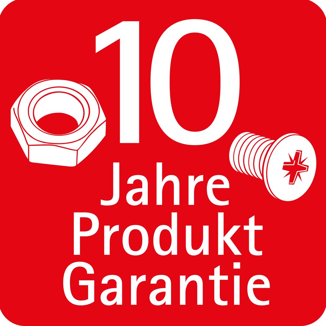 10 Jahre Produktgarantie