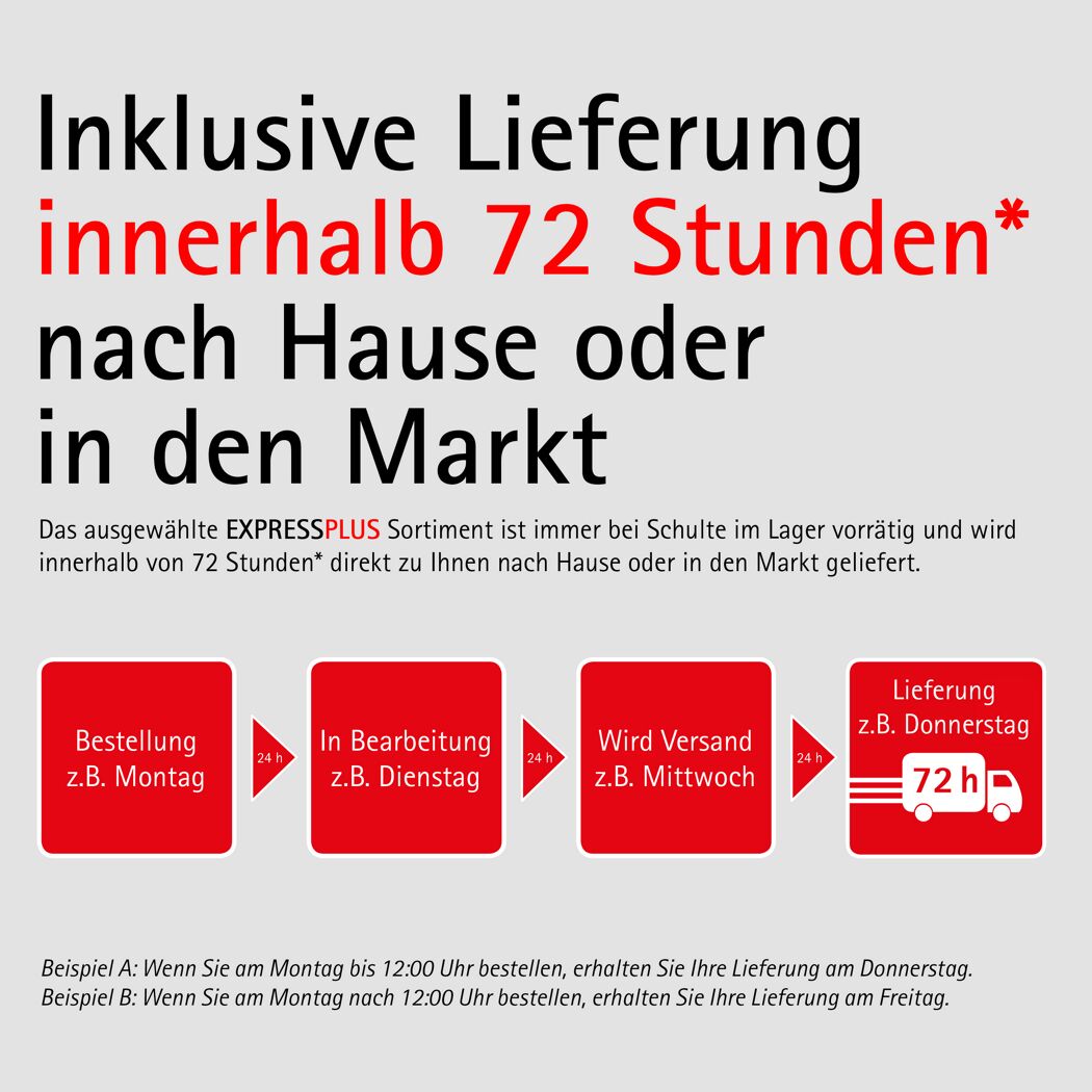Lieferung innerhalb von 72 Stunden.