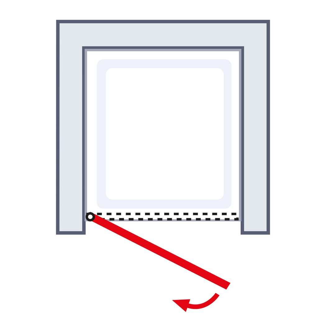 Schematische Darstellung einer sich öffnenden Tür.
