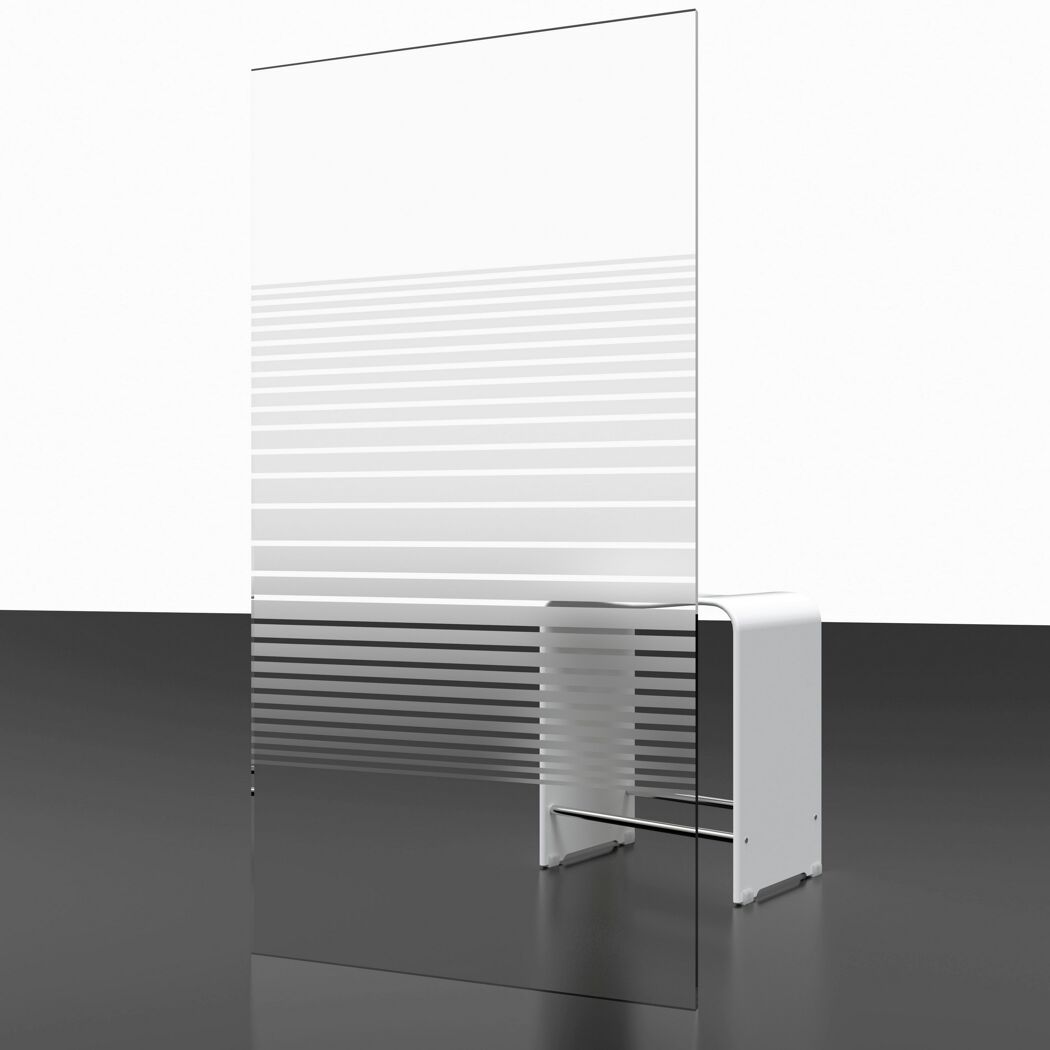 Glasscheibe mit Querstreifen und Fuß