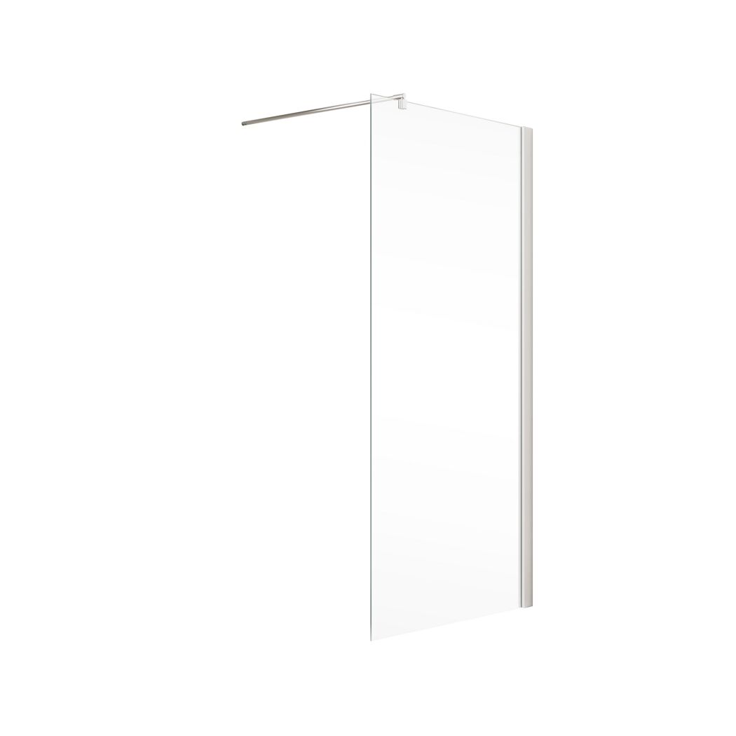 Duschwand aus Glas mit Halterung und Stange