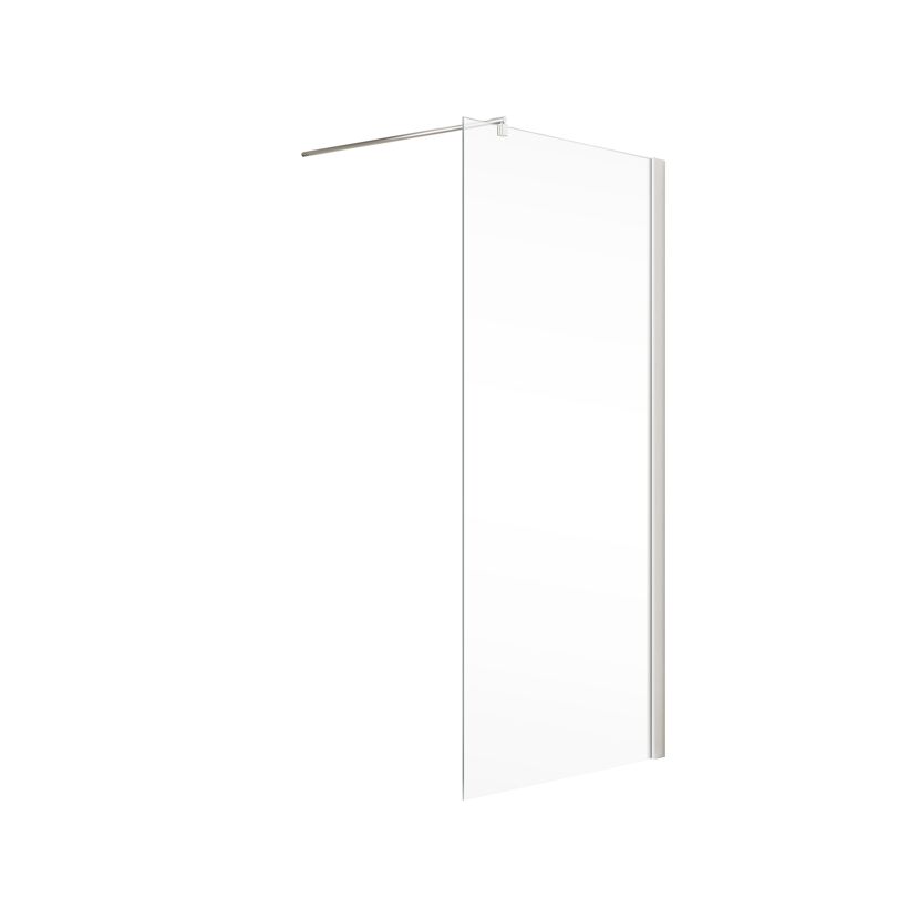Duschwand aus Glas mit Halterung und Stange