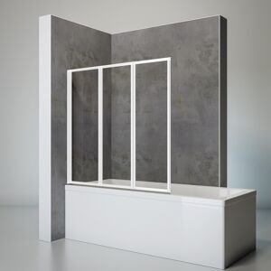 Badewannenfaltwand 'Komfort' vollgerahmt, weiß, 127 x 140 cm, 3-teilig