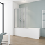 Verkleinertes Bild von Badewannenfaltwand 'Komfort' vollgerahmt, aluminiumfarben, 80 x 140 cm, 5-teilig