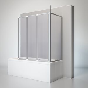 Badewannenfaltwand mit Seitenwand 'Komfort' vollgerahmt, 71 x 129 x 140 cm, 4-teilig