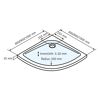 Duschwanne, Ecke, Radius 550 mm, 35 mm hoch