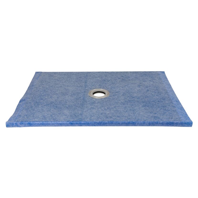 Blauer Duschboden mit Ablauf