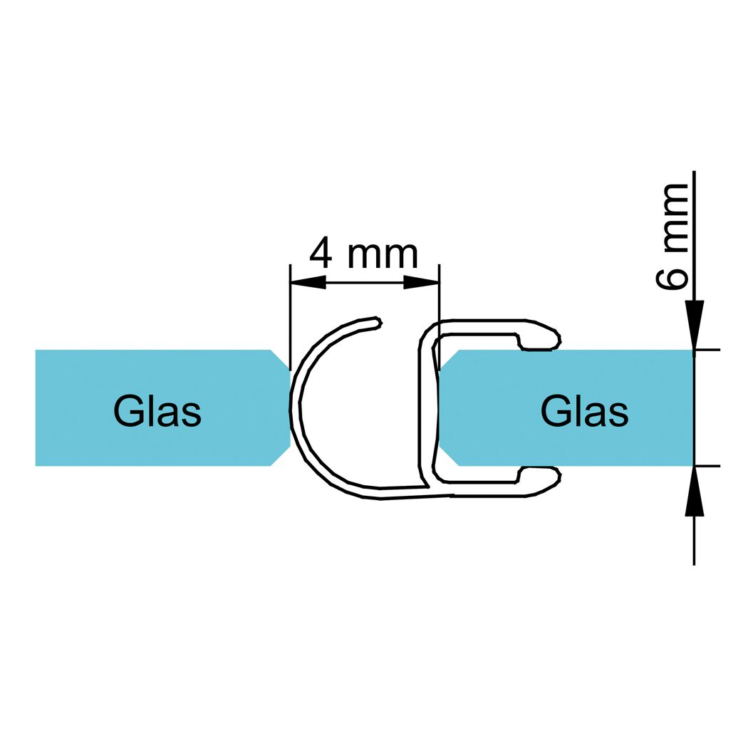 Dichtprofil für 4 mm Glas, 6 mm stark