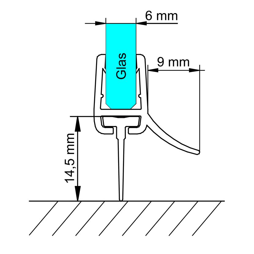 Duschdichtung für 6 mm Glasstärke