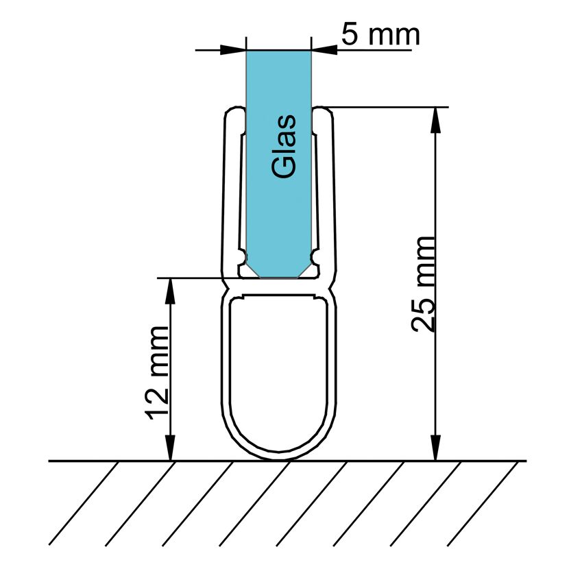 Dichtungsstreifen für 5 mm Glas