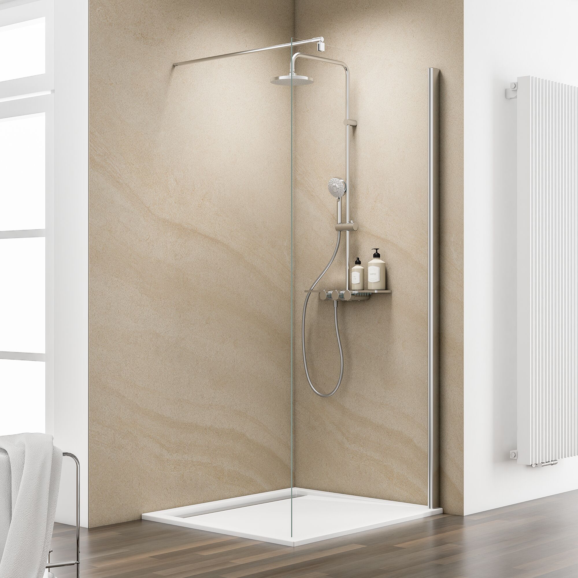 Duschkabine mit Regendusche und Handbrause