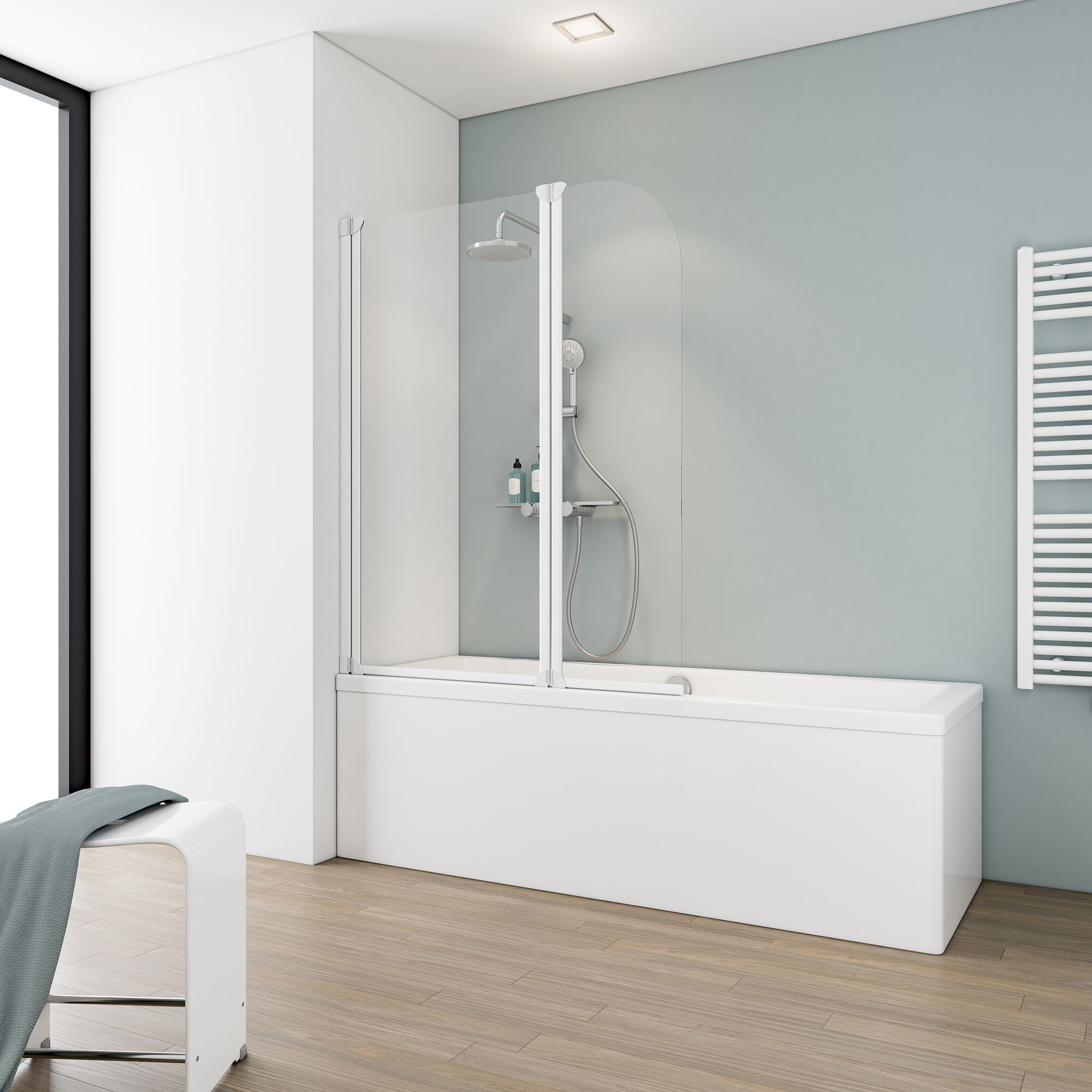 Badewanne mit Duschabtrennung