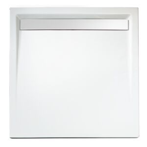 Duschwanne, Sanitäracryl, mit Rinne, weiß, quadratisch, 100 x 100 x 2,5 cm