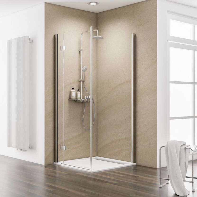 Duschkabine mit Regendusche in Beige
