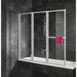 Badewannenfaltwand 'Komfort' vollgerahmt, aluminiumfarben, 127 x 140 cm, 3-teilig