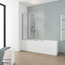 Verkleinertes Bild von Badewannenfaltwand 'Komfort' vollgerahmt, aluminiumfarben, 127 x 140 cm, 3-teilig