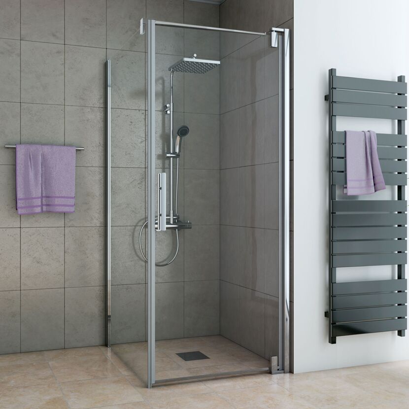 Drehtür 'Europa Design' für Seitenwand, rechts, 90 cm, Klarglas inklusive Beschichtung
