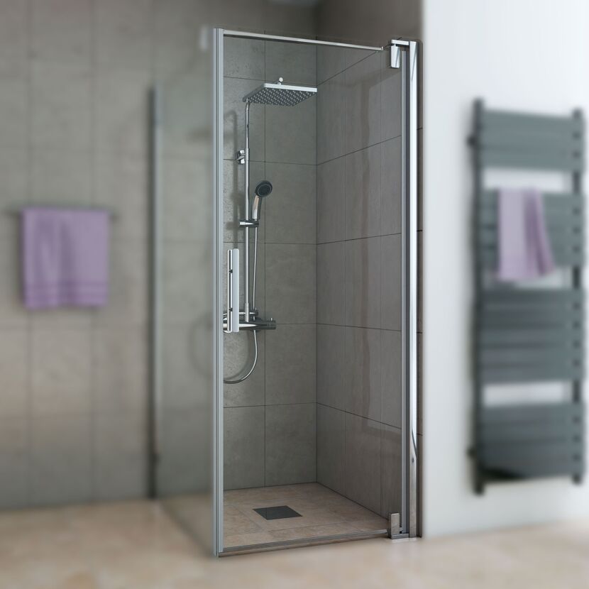 Drehtür 'Europa Design' für Seitenwand, rechts, 90 cm, Klarglas inklusive Beschichtung