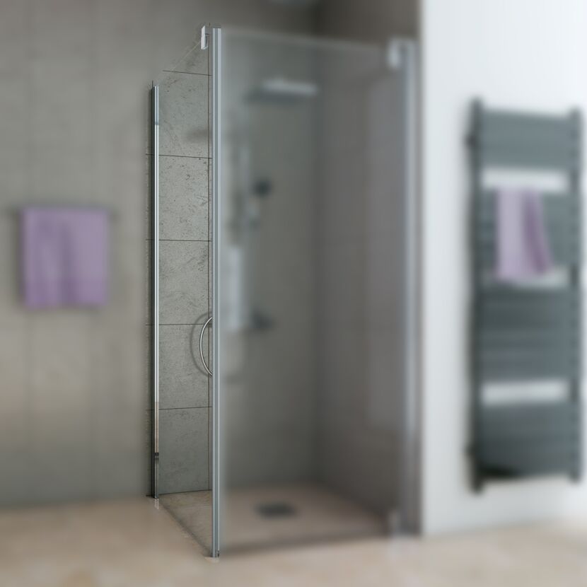 Seitenwand 'Europa Design' links, 90 cm, Chrom, Klarglas inklusive Beschichtung