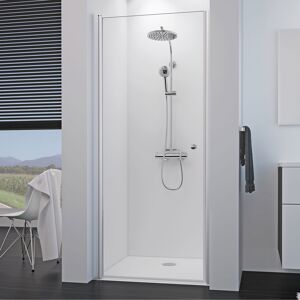 Drehtür 'Elana 8' für Nische, links, 90 cm, silber, Klarglas inklusive Beschichtung