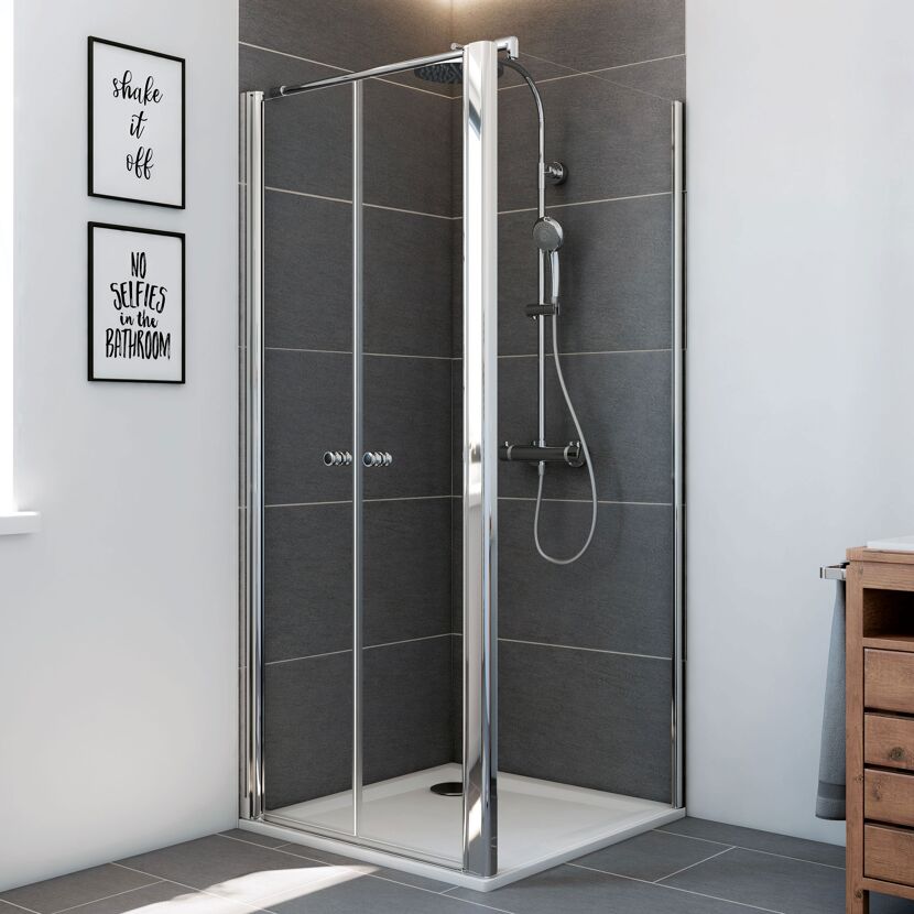 Pendeltür 'Elana 6' für Seitenwand, 90 cm, silber, Klarglas inklusive Beschichtung
