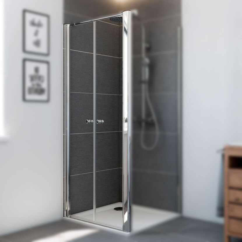 Pendeltür 'Elana 6' für Seitenwand, 90 cm, silber, Klarglas inklusive Beschichtung