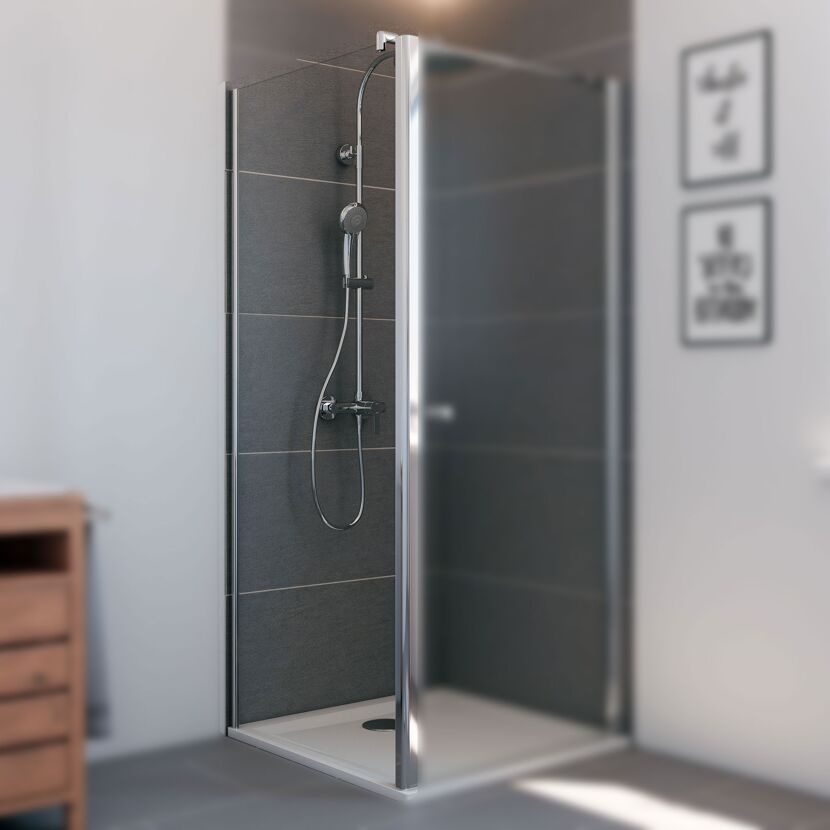 Seitenwand 'Elana 6' 100 cm, silber, Klarglas inklusive Beschichtung