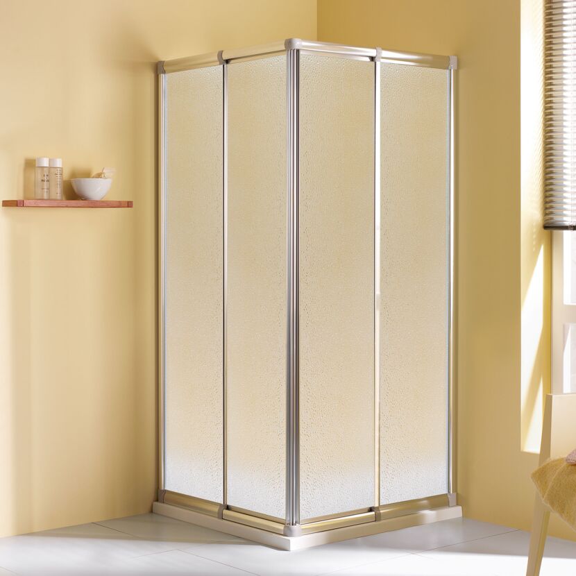Eckeinstieg 'Fara 4' Schiebetür, 70 - 80 cm, silber, Kunststoffglas