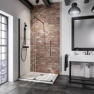 Walk In Dusche mit Schiebetür 'Alexa Style 2.0' teilgerahmt schwarz 120 x 200 cm