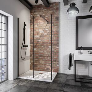 Walk-In-Duschwand 'Alexa Style 2.0 Loft' 2-teilig mit feststehendem Element, schwarz 200 x 120 x 30 cm