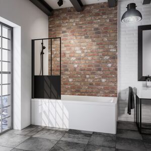 Badewannenfaltwand 'Komfort Atelier 5' schwarz, matt, 80 x 140 cm, 1-teilig