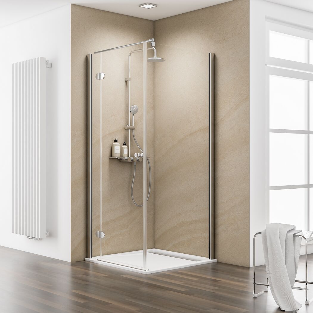 Duschkabine mit Regendusche in Beige