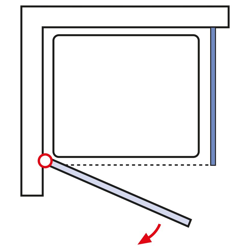 Duschkabinentür Sunny Drehtür in.SW DW180x80aluKlaSichE beim Öffnen