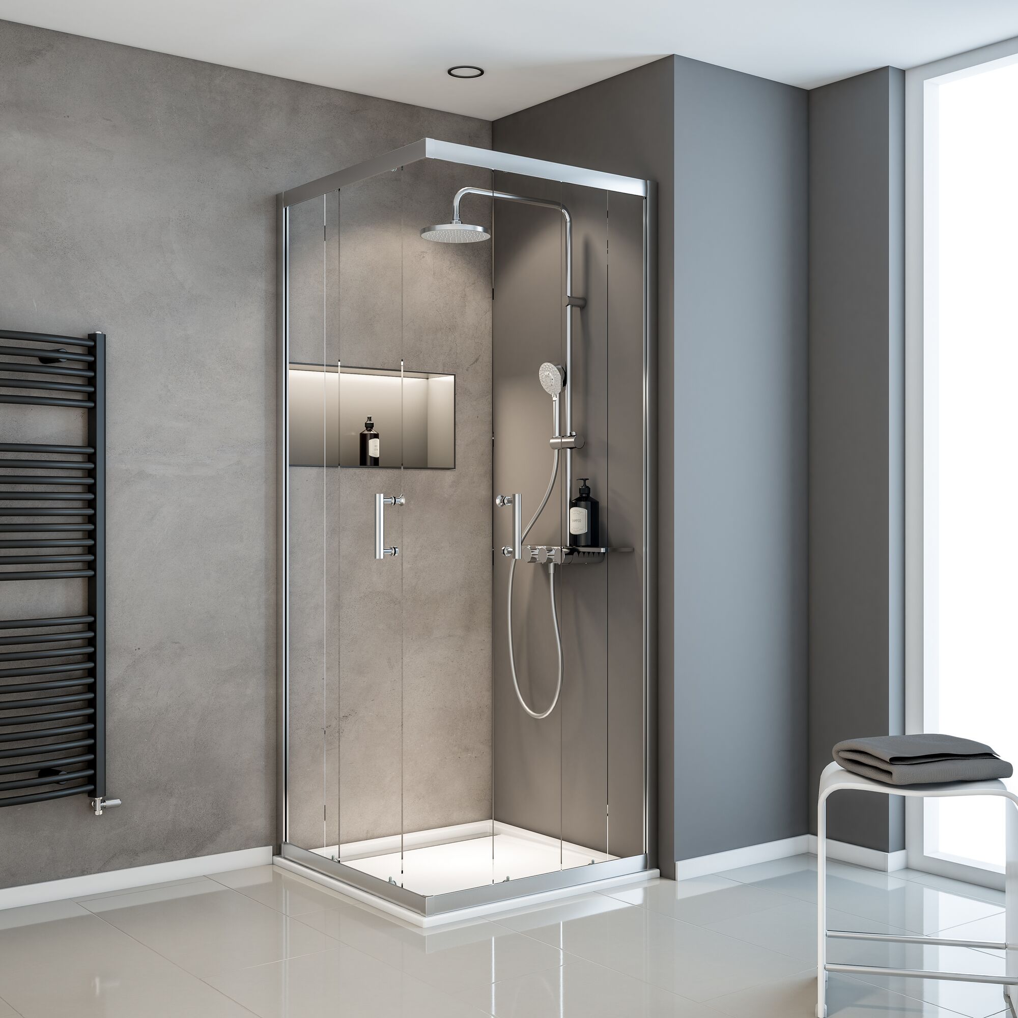 Duschkabine mit Eckeinstieg