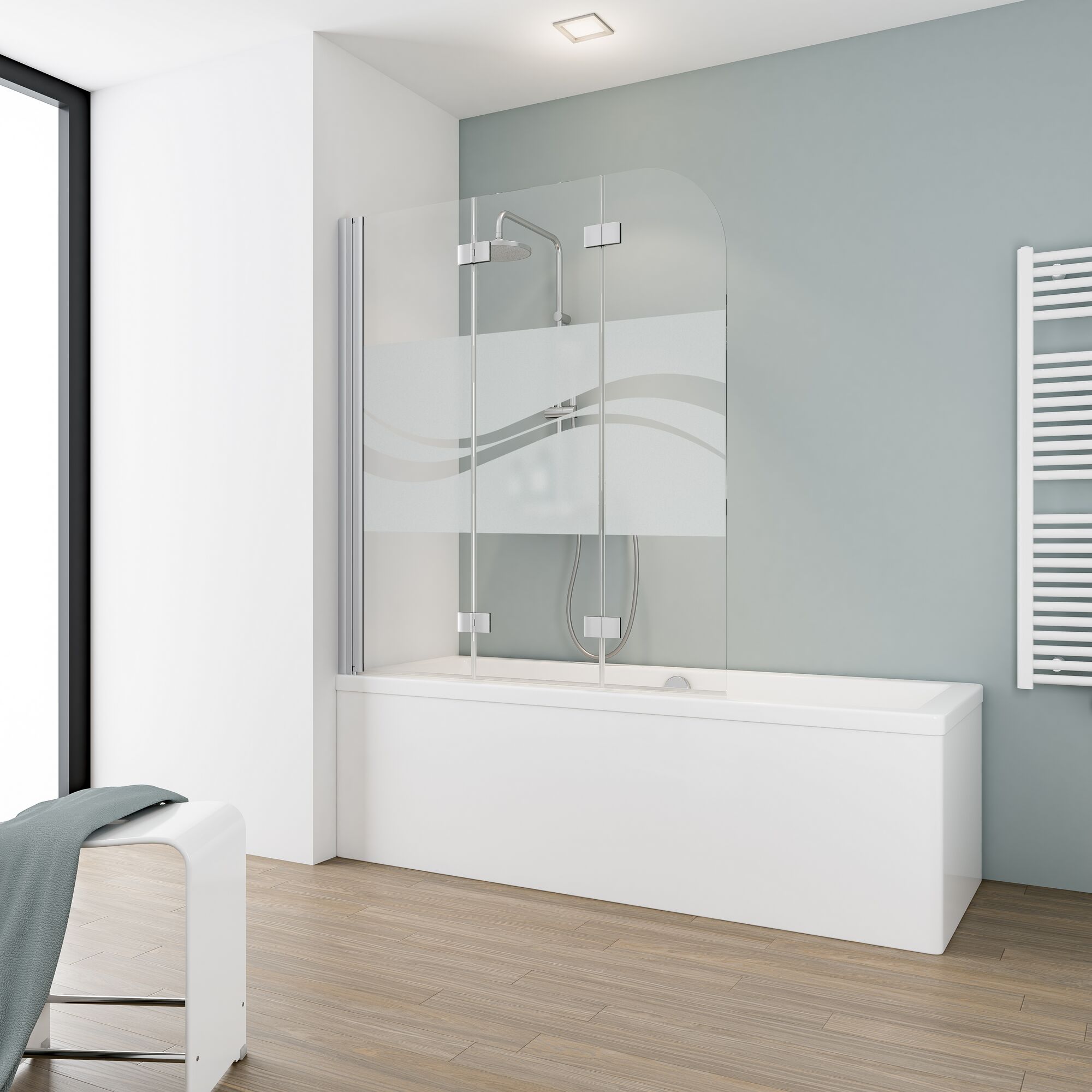 Badewanne mit Duschabtrennung