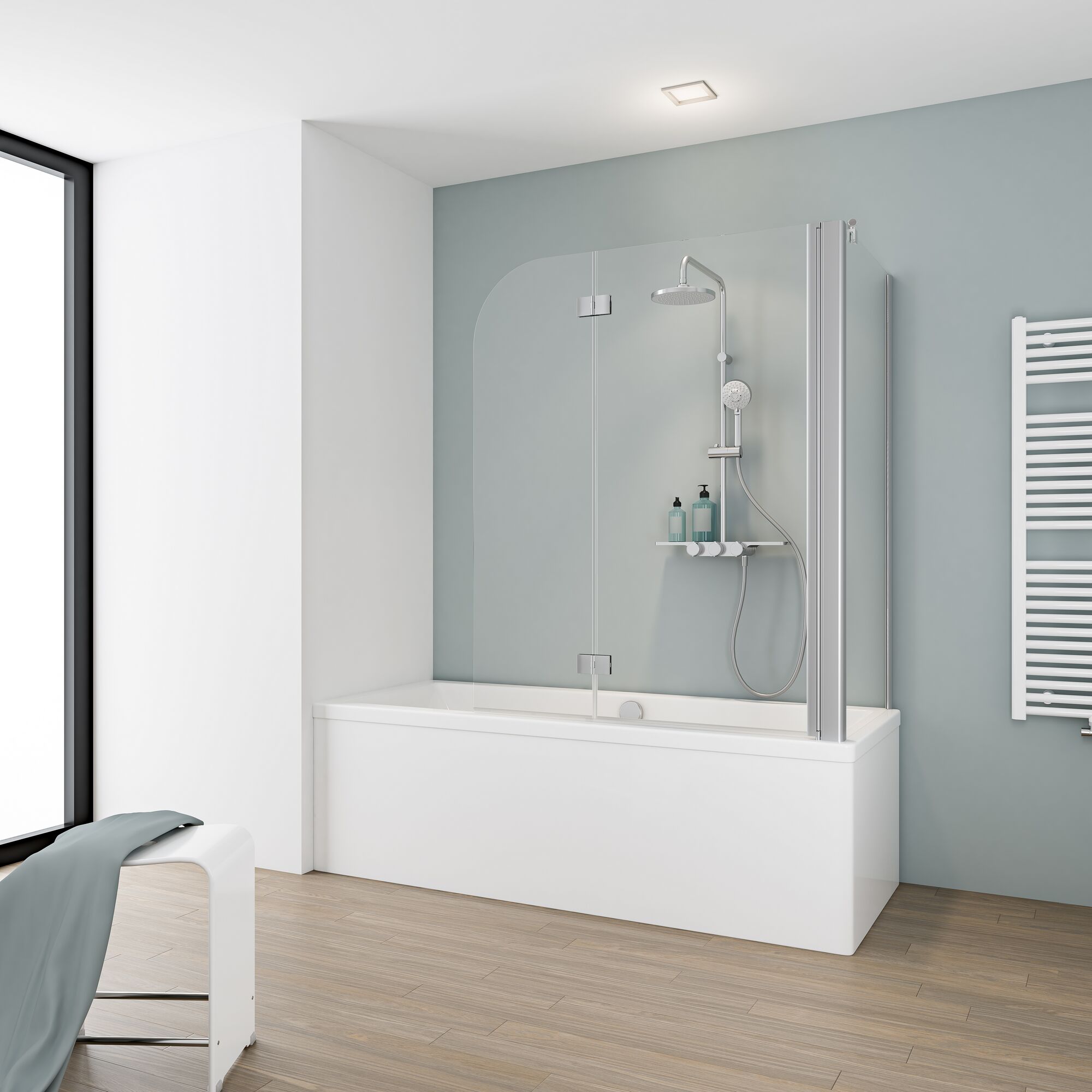 Badewanne mit Duschabtrennung