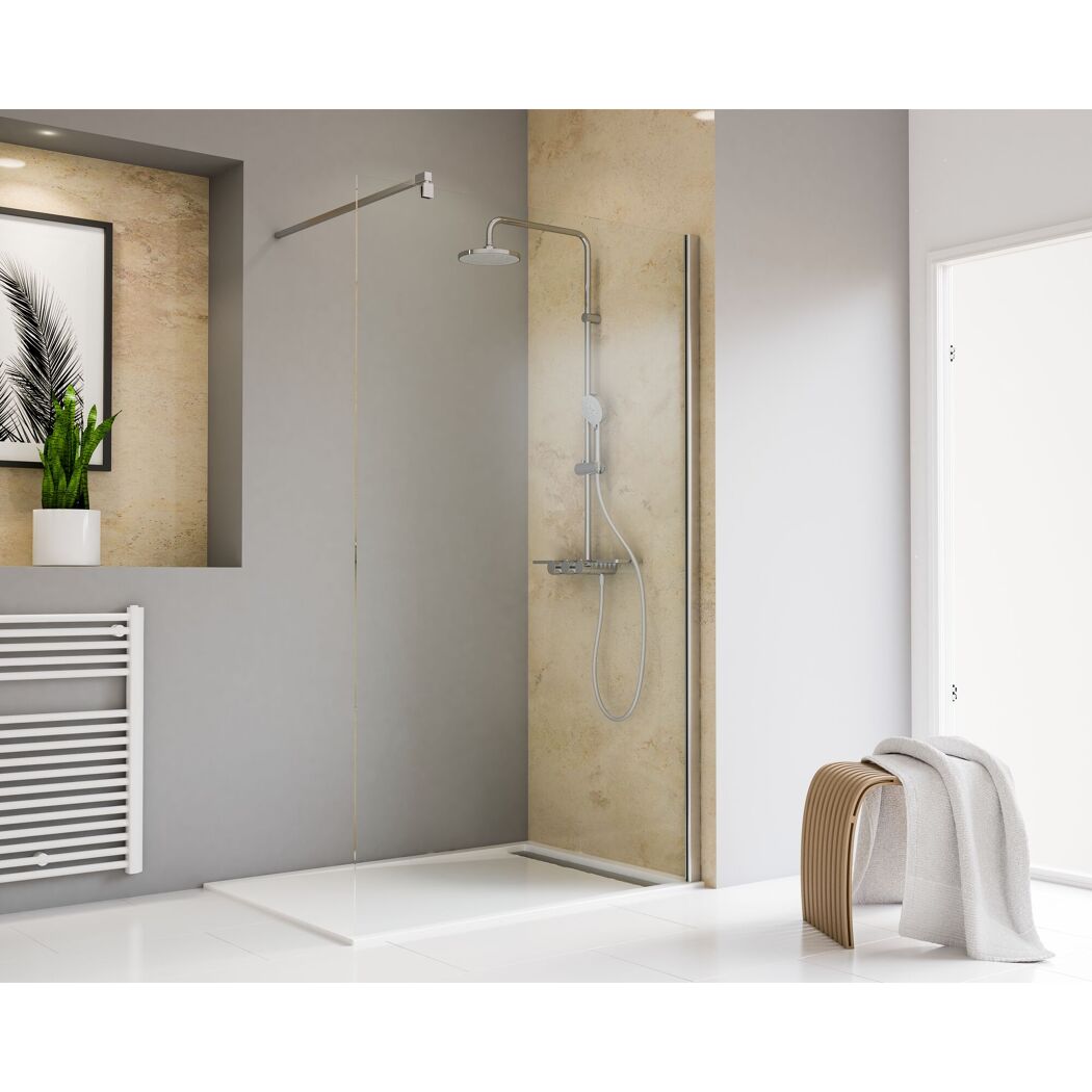 Walk-In-Duschwand 'Toura' chromfarben 90 x 200 cm