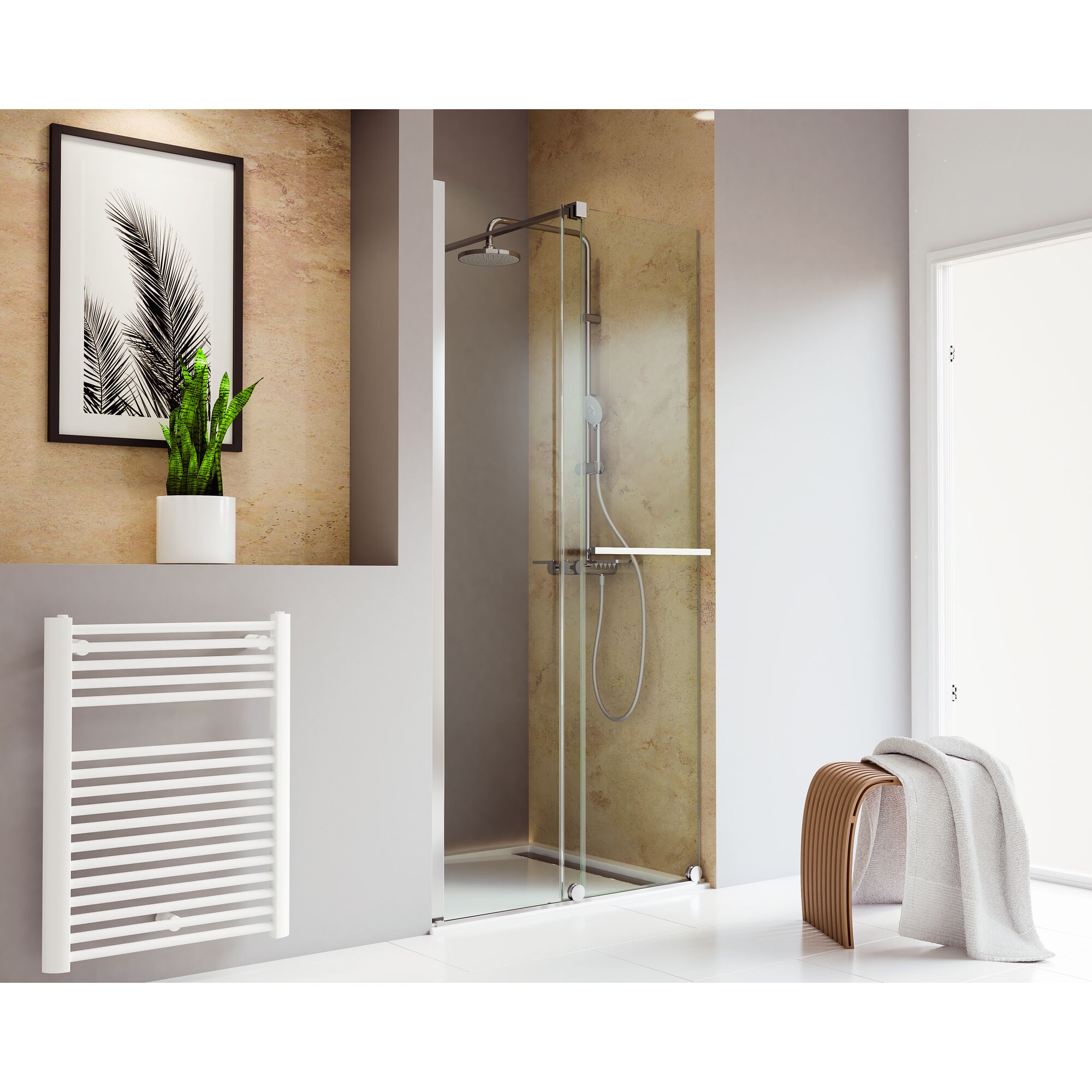 Duschkabine mit Schiebetür in einem Badezimmer