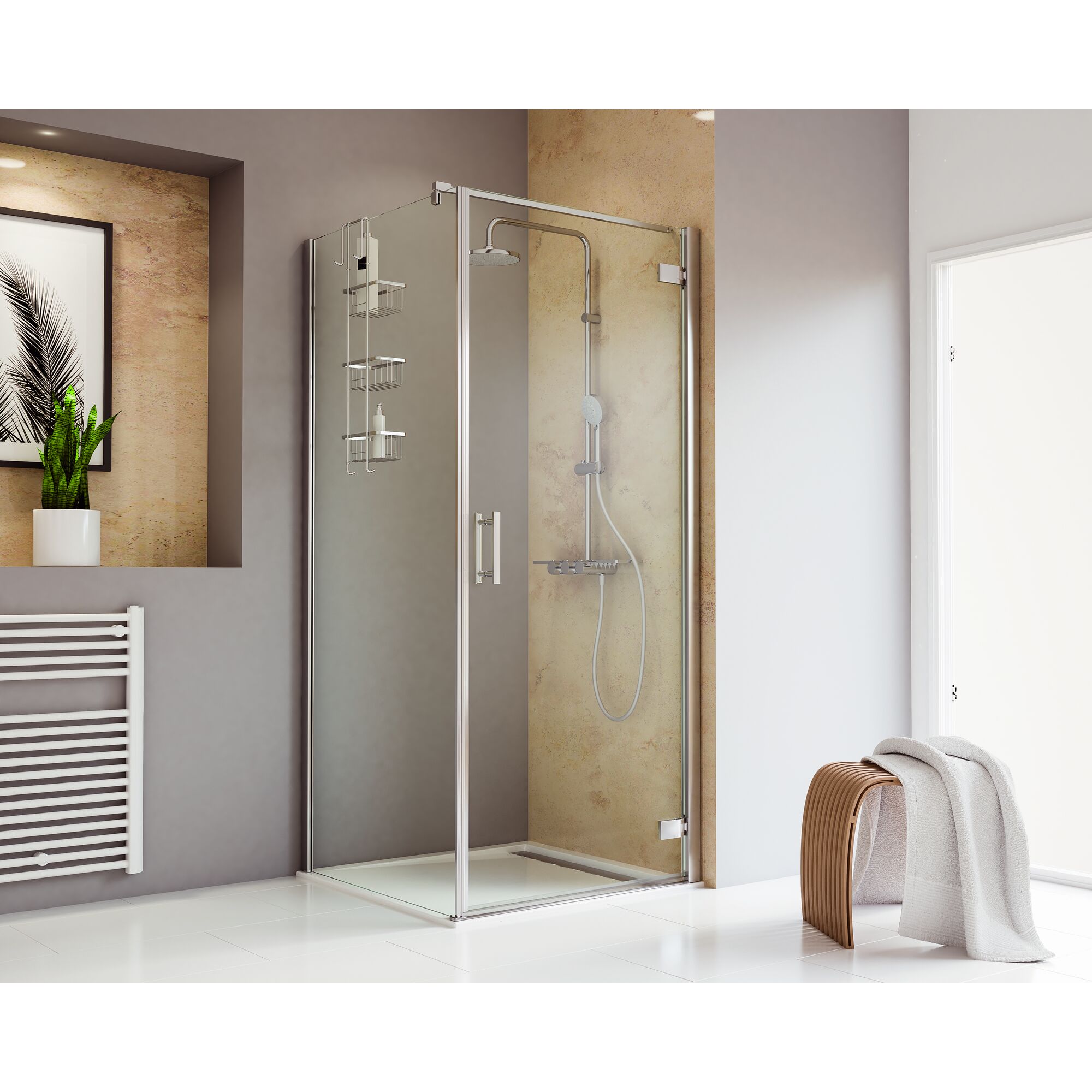 Duschkabine mit Duschabtrennung und Duschkopf