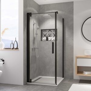 Eckdusche 'Europa Design' mit Drehtür schwarz 90 x 200 cm