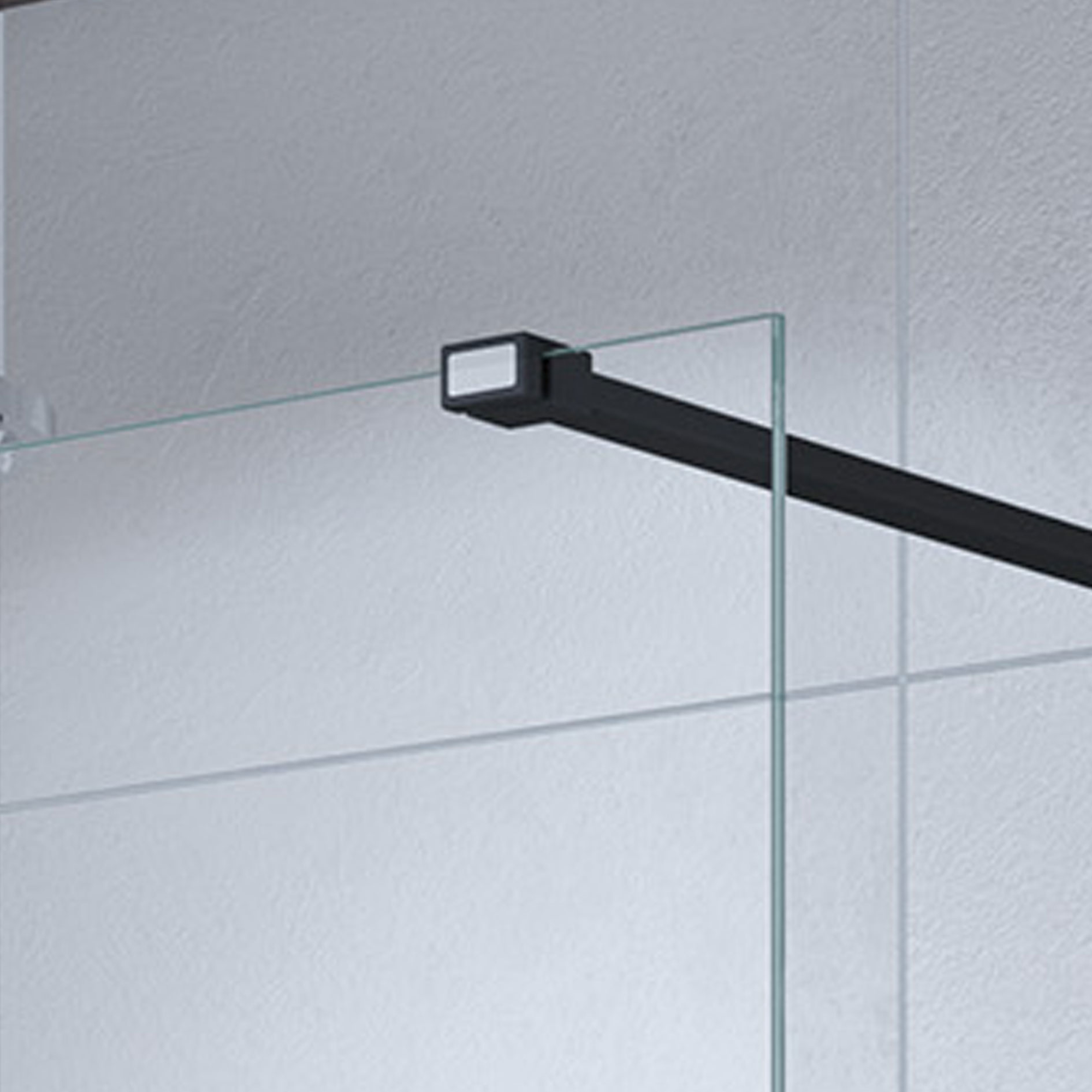 Walk-In-Duschwand 'Panorama' Klarglas, teilgerahmt, schwarz matt, 90 x 200 cm + product picture