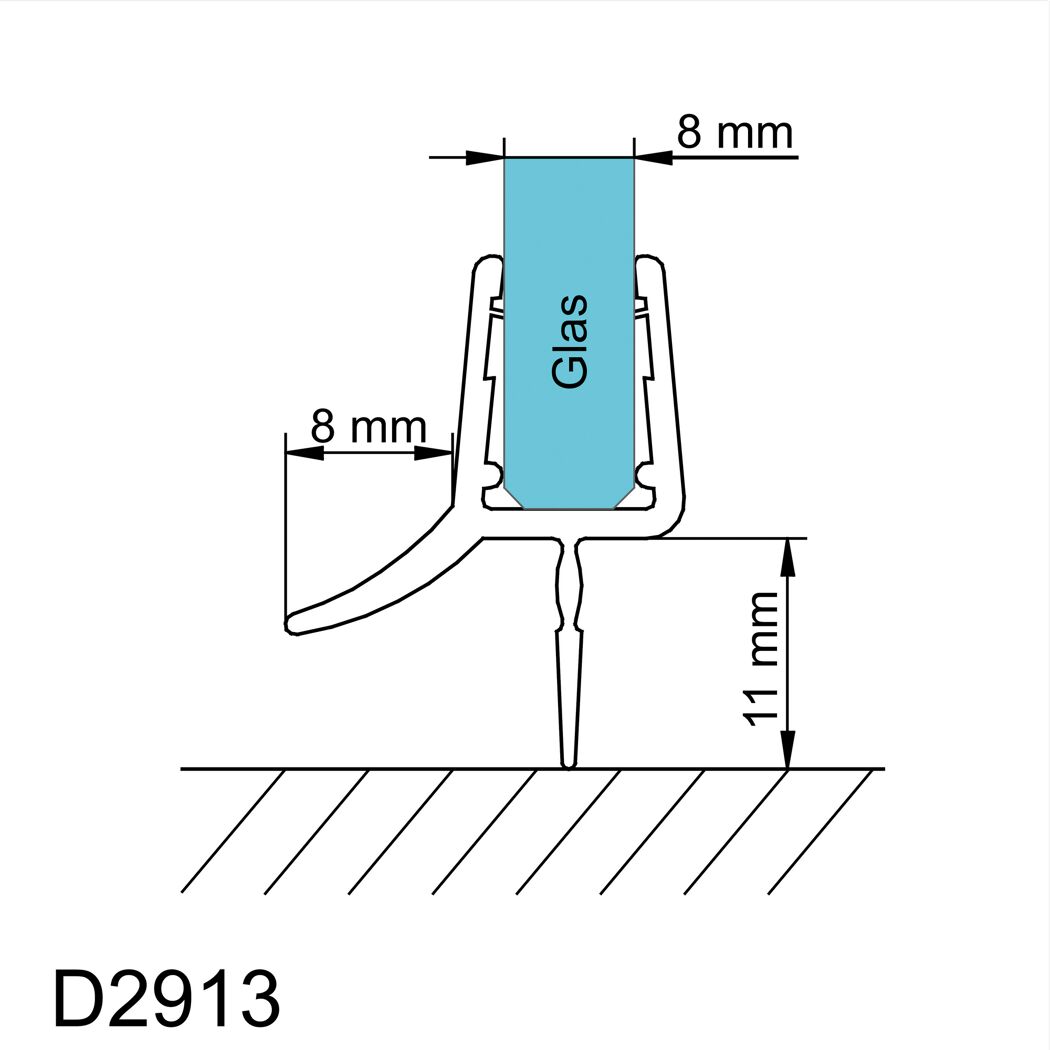 Dichtungsprofil für 8 mm Glas