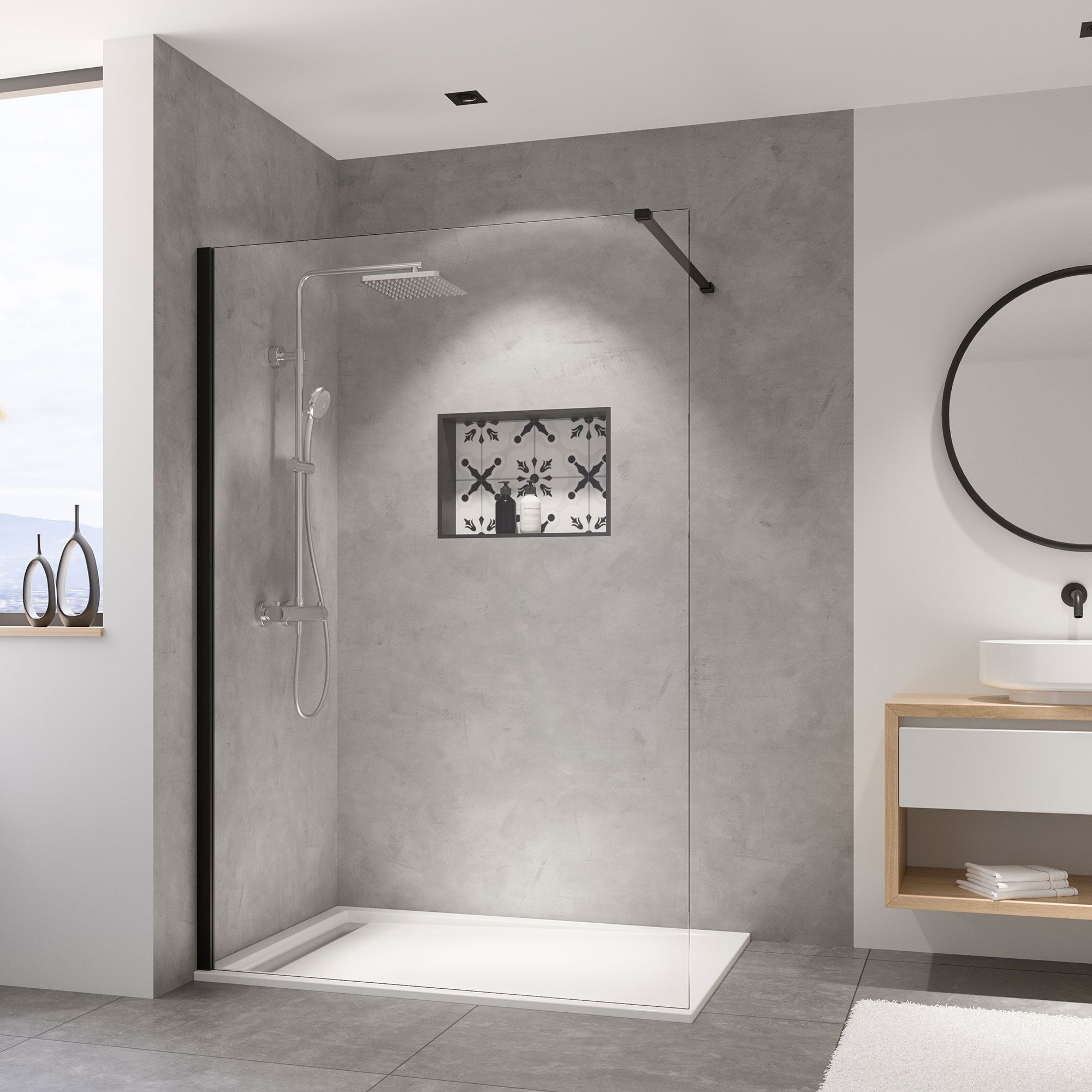 Moderne Duschkabine mit Regendusche