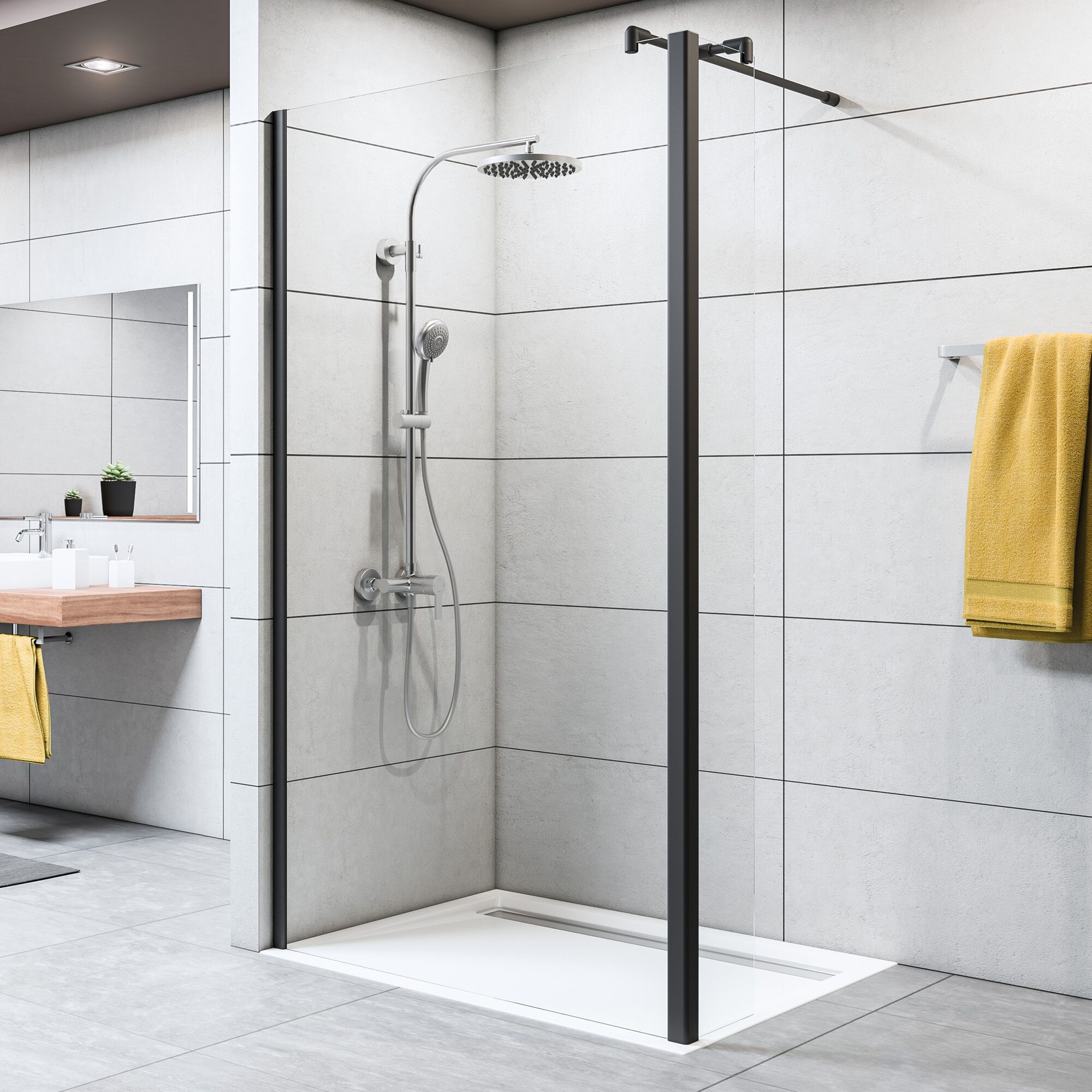 Duschkabine mit Regendusche und Handbrause