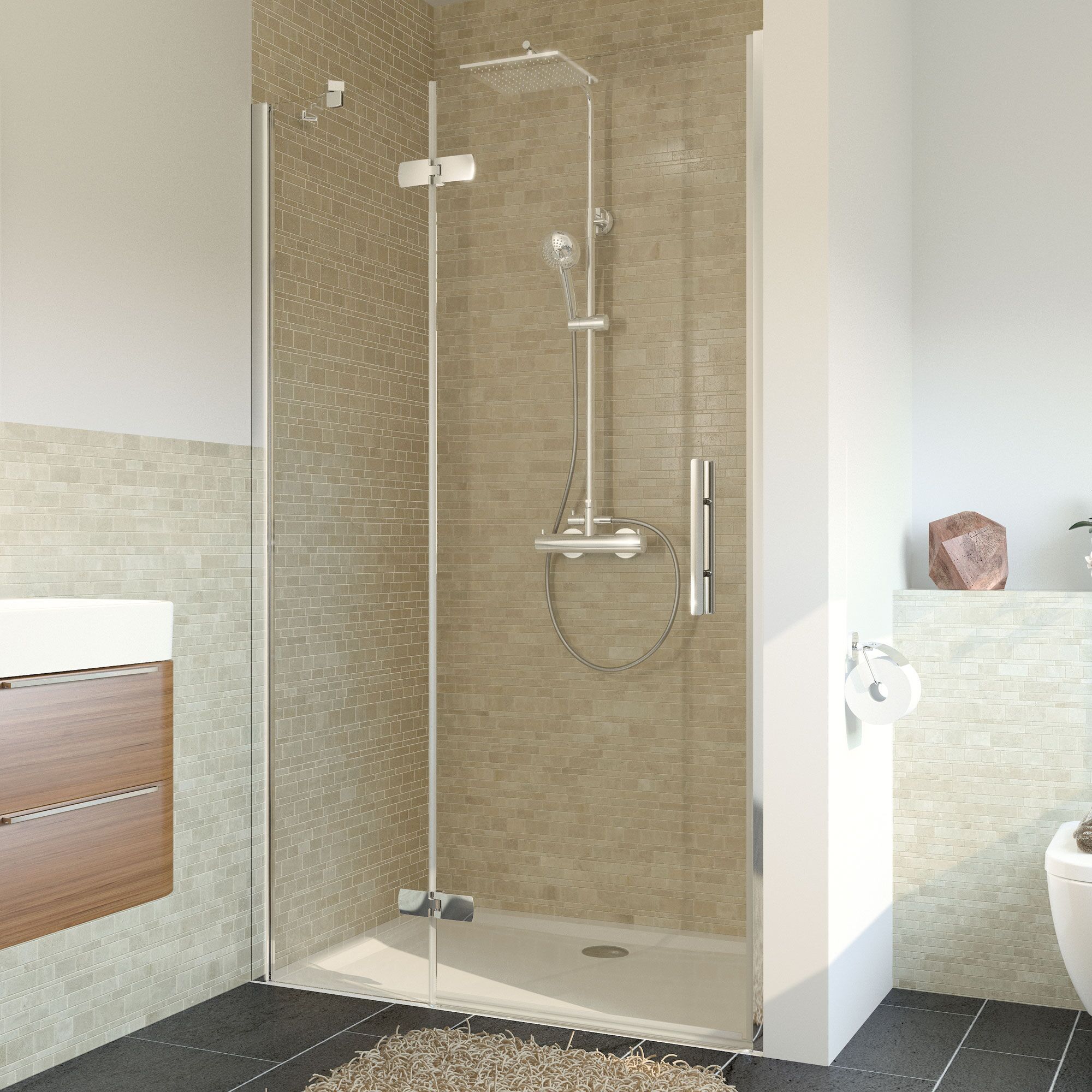 Duschkabine mit Regendusche und Handbrause