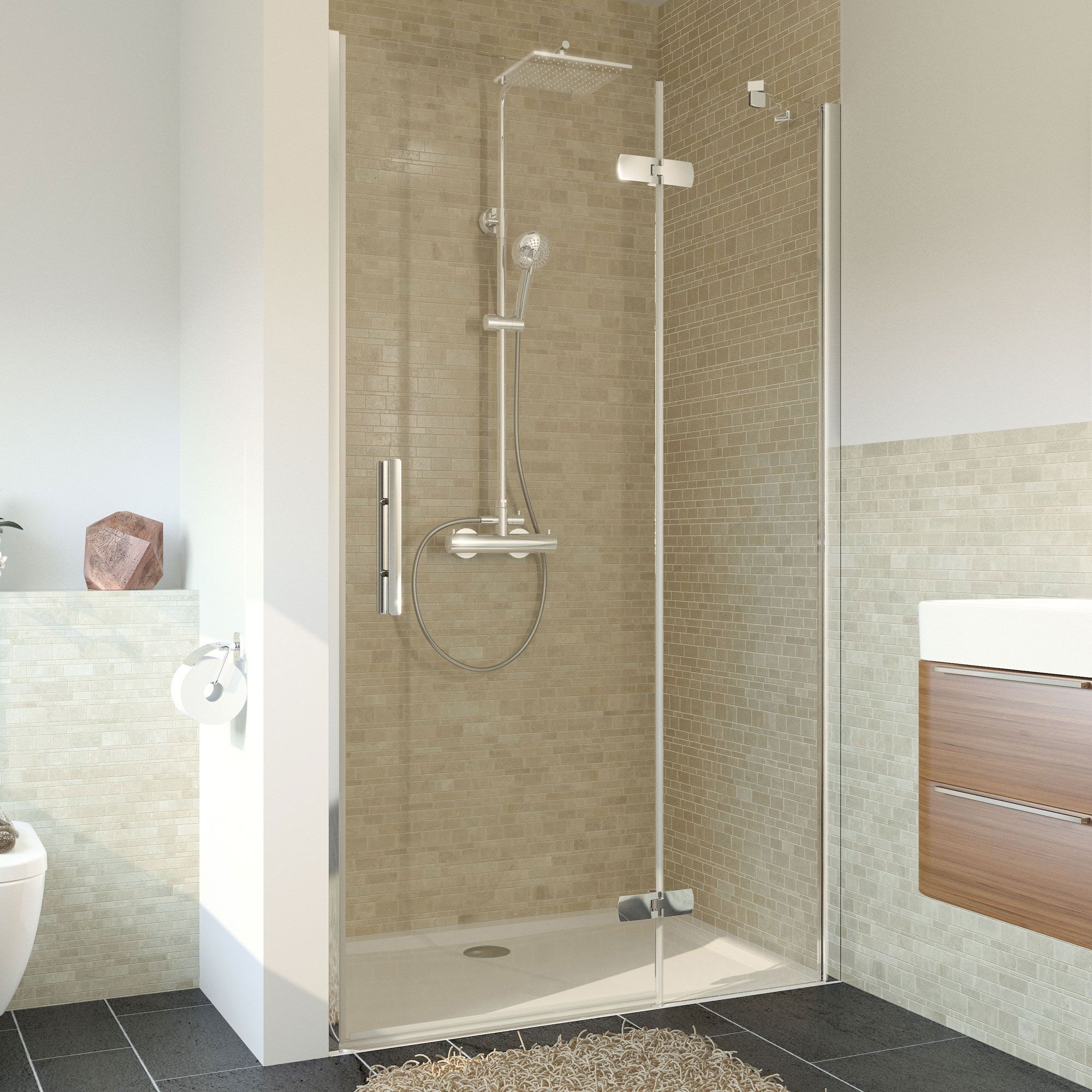 Duschkabine mit Regendusche und Handbrause