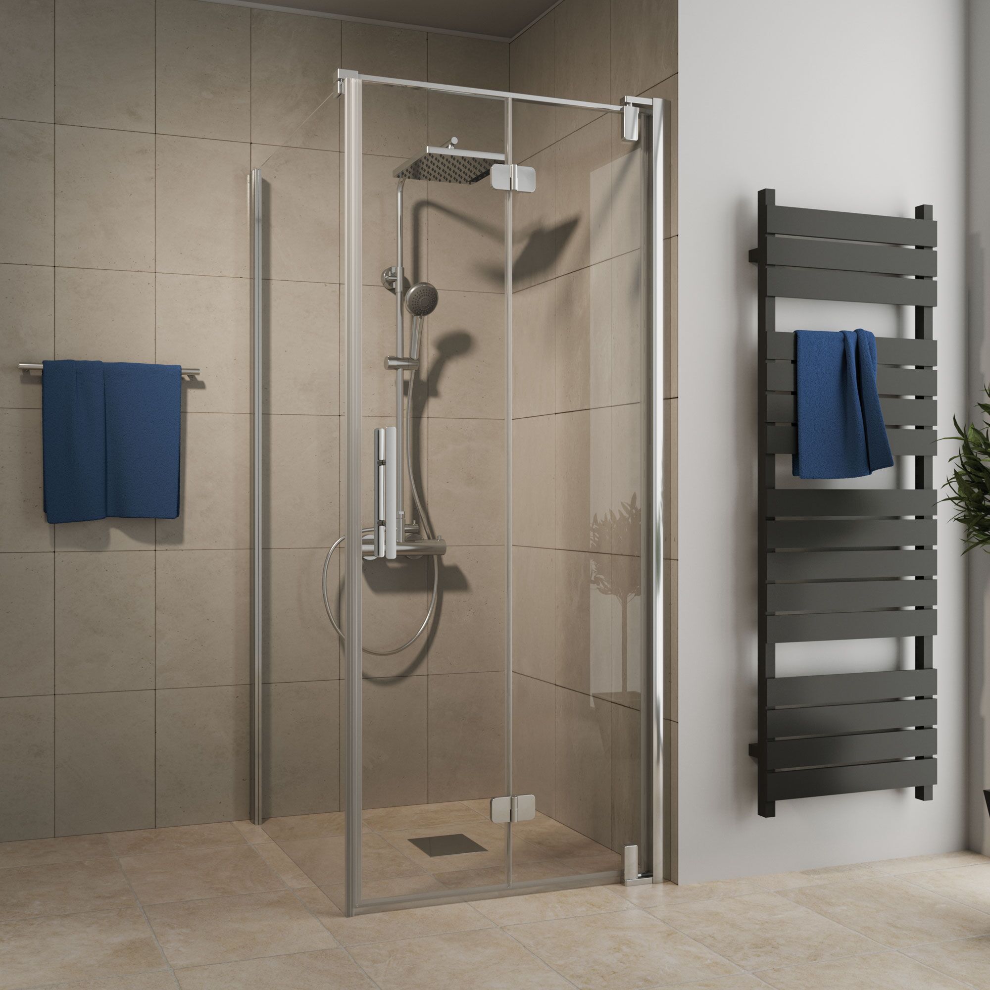 Duschkabine mit Regendusche und Handbrause